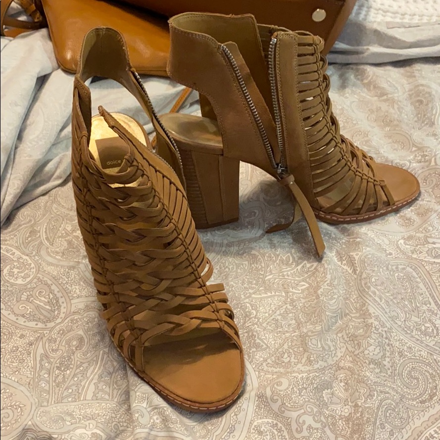 Dolce Vita Brown Leather Block Heels
